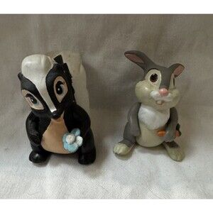 Vintage Disney Bambi PVC Figurine Lot Thumper Rabbit Flower Skunk 1990s